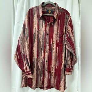 Ravee The Tailor Men's Red Striped Dress Shirt Size XXL